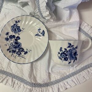 Royal Patrician Blue and White Floral English Teacup and Saucer, HD&S